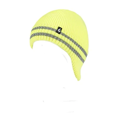 Image of Mens 1 Pack SOCKSHOP Heat Holders Workforce Drop Neck Hat Bright Yellow One Size