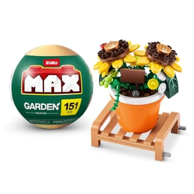 Image of MAX Premium Garden Pot Plants Building Bricks Collection (up to 233 pieces, 6 collect). (Pot Sunflower, 1 Capsule)