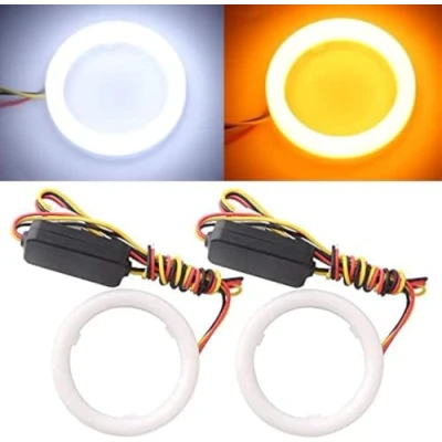 Image of Qasim 1 pair of 60MM LED Angel Eyes Halo Rings 2.36’’ White+Amber Switchback for Car Motorcycle Headlight DRL Fog Light 4014 72SMD DC12V