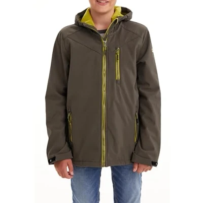 Image of Killtec Boys Jacke Softshell Outdoor Jacket with Hood, Green Anthracite, 16 Years