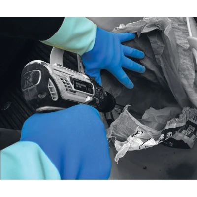 Image of Nitrex 440 Chemical Resistant Safety Gloves, Bag of 10 Pairs, Size 11 Cotton Lined and Heat Latex Gauntlet