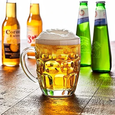 Image of Guaranteed4less Classic Beer Pint Style Mugs Glass Pot Old Pub Bar Tankard Handle Stein Dimple (1)