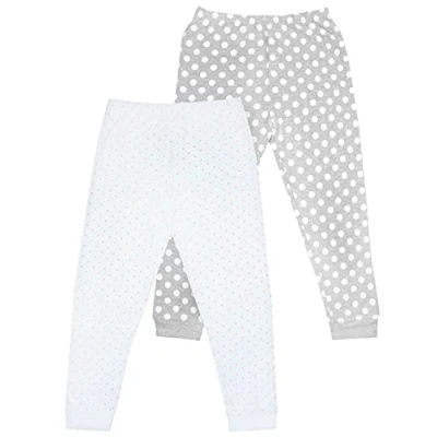 Image of Vanilla Underground Girls Pyjamas Bottoms 2 Pack Kids Dotty Cotton White, Grey &amp; Pink Loungewear Outfit Childrens Pjs Clothing 9 10 Years