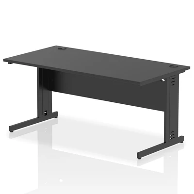 Image of Impulse 1600x800mm Straight Desk Black Top Cable Managed Leg