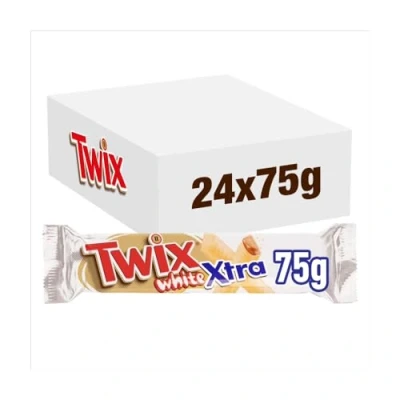 Image of Twix Xtra White Chocolate Biscuit Twin Bars Pack of 24 x 75G