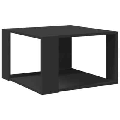 Image of vidaXL Black Coffee Table Modern Engineered Wood Accent for Living Room/Bedroom, 51.5x51.5x30 cm with Storage