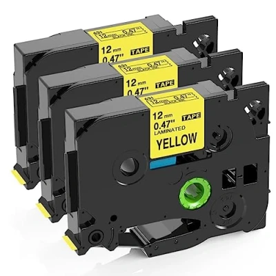 Image of Doruimi Compatible with Brother P Touch Black on Yellow TZe 631 Laminated 12mm 0.47 inch TZ Label Tape, Work Ptouch PT H110 H100R D210VP H101C H200 H105 H100LB, x 8m, 3 Pack