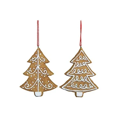 Image of Gisela Graham : Gingerbread Christmas Trees Decorations (Set of 2)