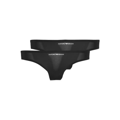 Image of Emporio Armani Underwear Women&#039;s Basic Bonding Microfiber 2 Pack Brazilian Brief Underwear, Black Black, M
