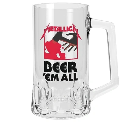 Image of GB eye Metallica Bier&#039;Em All 500ml Glass Tankard