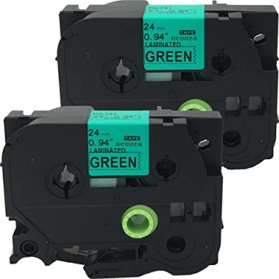 Image of NEOUZA 2PK Compatible for Brother P Touch Laminated TZe TZ 751 Label Tape 24mm x 8m (Black on Green)