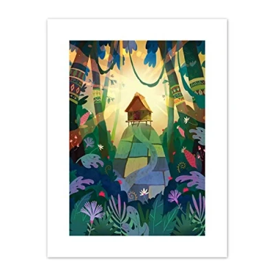 Image of Wee Blue Coo Jungle Girls Cabin Sunset Canvas Wall Art Print