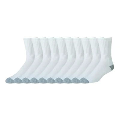 Image of Amazon Essentials Men&#039;s Performance Comfortable Cotton Cushioned Breathable Athletic Crew Sports Socks, 10 Pairs, White, 5 11