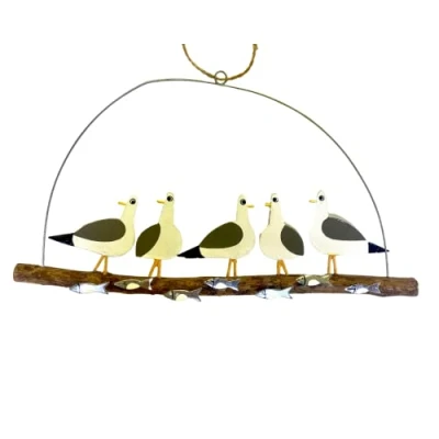 Image of Shoeless Joe Seagulls with Fish Driftwood Hanger