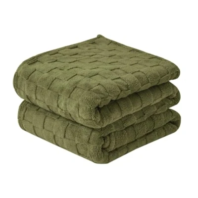 Image of Good Nite Throw Blanket Sofa Fleece Cosy Warm Large Bed for Couch and Car Double Green 150x200 cm