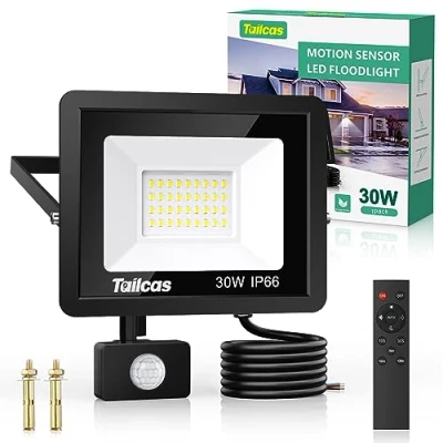 Image of Security Lights Outdoor Motion Sensor, 30W PIR Light with Remote Control, IP66 Waterproof , 2700LM LED Floodlights Mains Powered for Garden,Yard, Garage