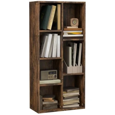 Image of HOMCOM Bookcase Industrial Bookshelf Free Standing Display Cabinet Cube Storage Unit for Home Office Living Room Study Rustic Brown