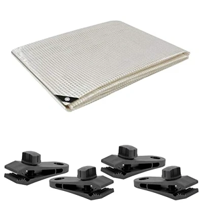 Image of 3 x 4 m Tarpaulin Waterproof Heavy Duty Cover Ground Sheet Camping Multipurpose Furniture Caravan with Tarp Clips (Clear 100 GSM)