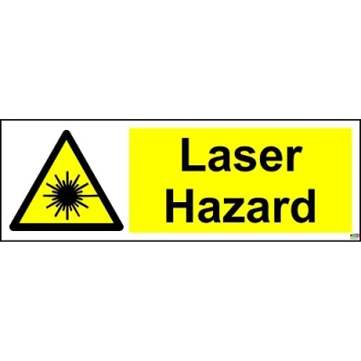 Image of Warning Laser Hazard Safety Sign Self Adhesive Sticker 300mm x 100mm