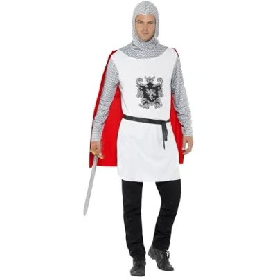 Image of Smiffys Knight Costume, Economy, White, M Size 38 inch 40