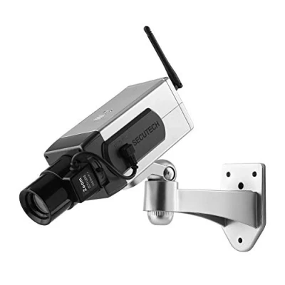 Image of ASHATA Bullet Dummy Fake Surveillance Security Camera Auto Rotation for Indoor &amp; Outdoor