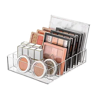 Image of WECHENG Makeup Organizer for Eyeshadow Palette and Lipstick Organizer, 7 Section Divided Vanity Drawer Countertop Modern Cosmetics Storage(7.48&quot; x 6.22&quot; 1.77&quot;)