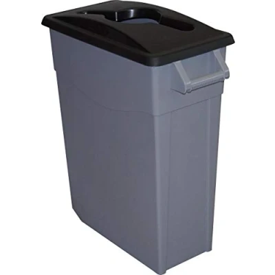 Image of Solent Plastics 65 Litre Slim Bin Mobile Recycling Waste Catering Office Container with Lid Open or CLOSED Handles 4 Colours Great Value (Black Lid)