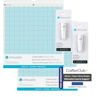 Image of Silhouette Cameo 4 Autoblade2 and Standard Mat Doubles Pack Includes (2) 12 inch Mat, AutoBlade 2 for Use with The a 30 Day Trial to Smart
