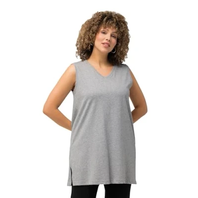 Image of Ulla Popken Women&#039;s Basic V Top t Shirts, Hellgrau Meliert, 24 26