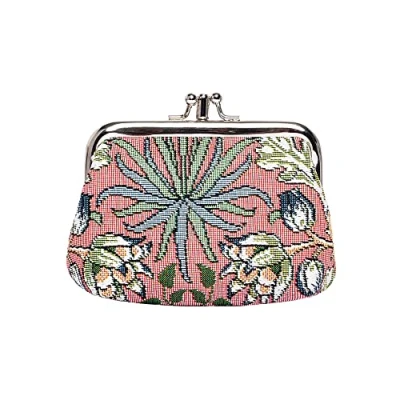 Image of Signare Tapestry Cute Exquisite Double Pocket Kiss Lock Coin Purse for Women with William Morris Design (William Hyacinth, FRMP HYACIN)