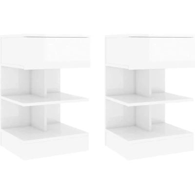 Image of vidaXL Bedside Cabinets 2 pcs High Gloss White 40x35x65 cm