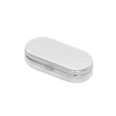 Image of Brillibrum Designer Pill Box Silver Chrome Plated Medicine to Go Travel with Engraving Organiser for on the Small (Oval without Engraving)