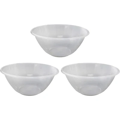 Image of ANGIX 15cm Clear Plastic Kitchen Mixing Bowl, Serving Bowl Lightweight, Easy to Clean, Multipurpose for Fruit, Vegetable, Salad White (X3)