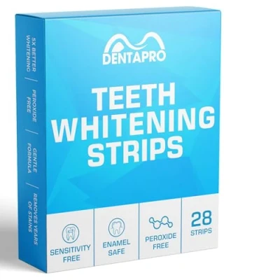 Image of DentaPro Premium Teeth Whitening Strips 14 Treatments Enamel Safe Non Sensitive Dentist Formulated Kit Pack of 28