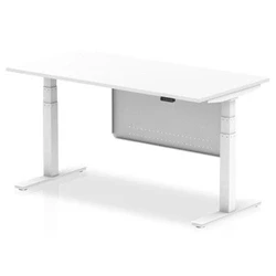Image of Air 1600x800 Height Adjustable Desk White Leg Modesty Panel