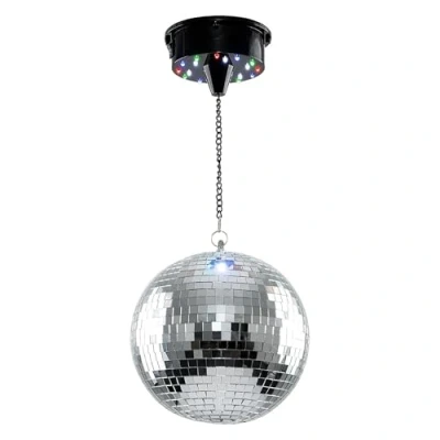 Image of Novelty Rotating Motorised Battery Operated Multi Coloured Disco Mirror Ball Ceiling Light