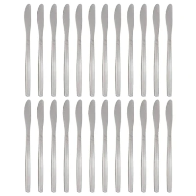 Image of Argon Tableware Economy Stainless Steel Dinner Knives 22cm Pack of 24 Silver Dining High Polished Flatware Metal Butter Knife Dishwasher Safe Piece Table Cutlery Set