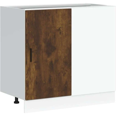 Image of vidaXL Sink Base Cabinet Smoked Oak Engineered Wood Kitchen Storage 86x46x81.5 cm