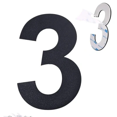 Image of nanlyiau 3in black self adhesive number mailbox numbers stainless steel house door made of solid SUS304 used for street hotel and number(pl 3in3)