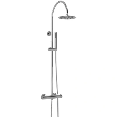 Image of Hudson Reed A3530 Round Brass Thermostatic Bar Valve and Shower Kit with Single Function Handset, 1336mm, Chrome