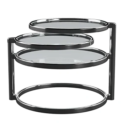 Image of ASPECT Eterntity Glass Coffee Table Frames with Swivel Motion, Chrome/Clear, 58x50x43 cm