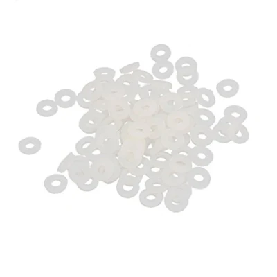 Image of Sourcingmap Nylon Flat Washers 5mm OD 2mm ID 1mm Thickness Sealing Gasket for Faucet Pipe Water Hose, White, Pack of 100