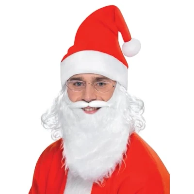 Image of Smiffys Santa Dress Up Kit, White with Beard, Glasses &amp; Hat Hair, Christmas Fancy Accessory, Accessories