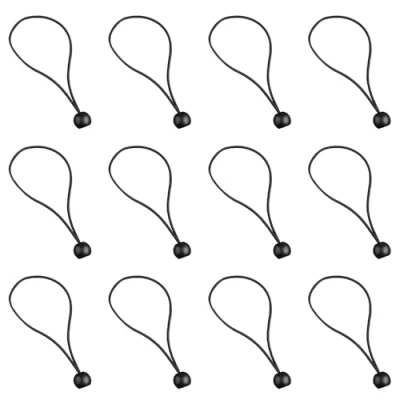 Image of Tabanzhe 12Pcs Bungee Cords,Ball Ties,Durable Elastic Tie Down Straps for Banners Canopy Camping Tarps Tarpaulin Tents(Black)