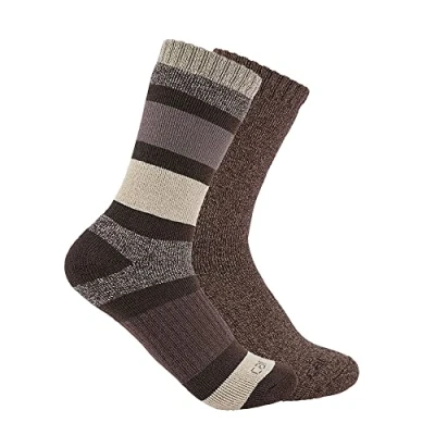 Image of Carhartt Women&#039;s Heavyweight Crew Sock 2 Pack, Assorted 1 Grey, Medium (Pack of 2)