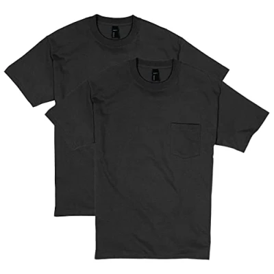 Image of Hanes Men&#039;s Heavyweight Pocket T Shirt, Beefy Full Cut Cotton Tee for Men, Crewneck Shirt 1 or 2 Pack, Black 3XL