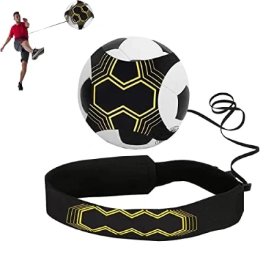 Image of Porcyco Solo Football Kick Trainer, Soccer Training Aid for Kids and Adults, Ball Bungee Elastic Training, Skills Improvement, Fit Balls Size 3, 4, 5