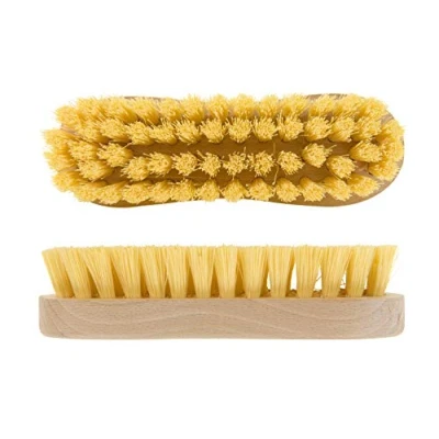 Image of Elliott Wooden Scrubbing Brush with Curved Grip Handle, Durable Hard Synthetic Fibres, Ideal for Laundry, Carpet Cleaning and Laminate Floors