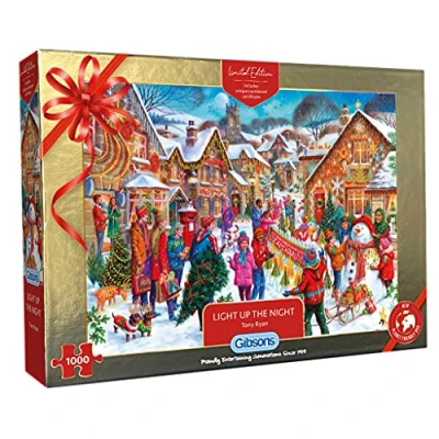 Image of Light Up The Night 1000 Piece Jigsaw Puzzle Christmas Sustainable for Adults Great Gift Gibsons Games