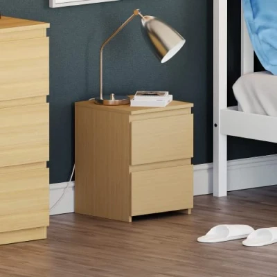 Image of Vida Designs Denver 2 Drawer Bedside Chest (Pine)